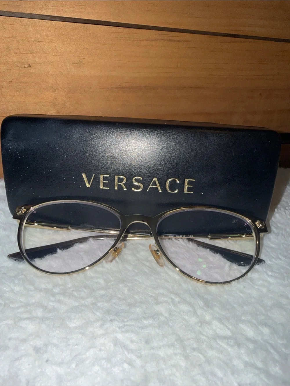 Versace Gold and Black Cat-Eye Women's Glasses